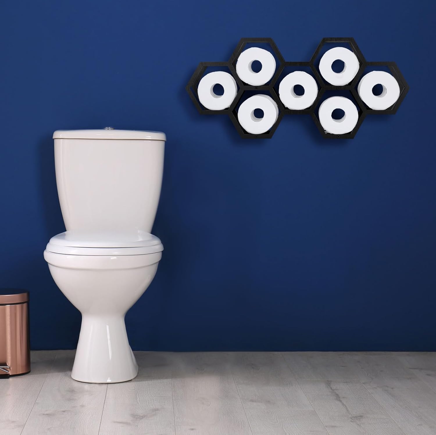 Soporte de papel higiénico de panal de abeja, soporte para 7 rollos, moderno soporte flotante de papel higiénico de panal de abeja, estantes