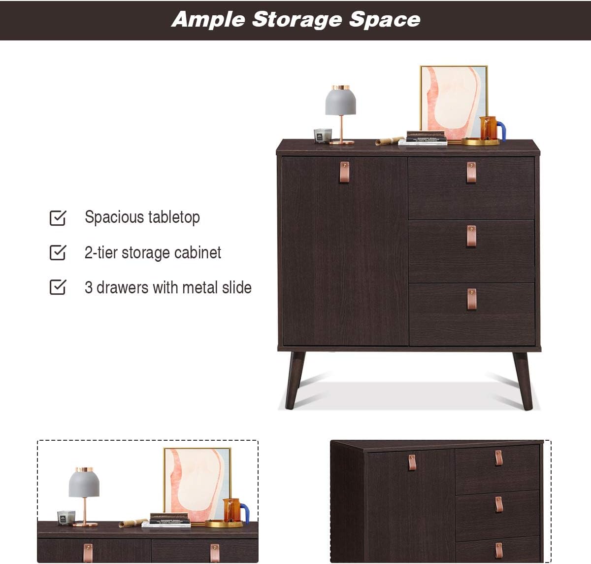 Giantex Storage Cabinet, Large, Dark Brown