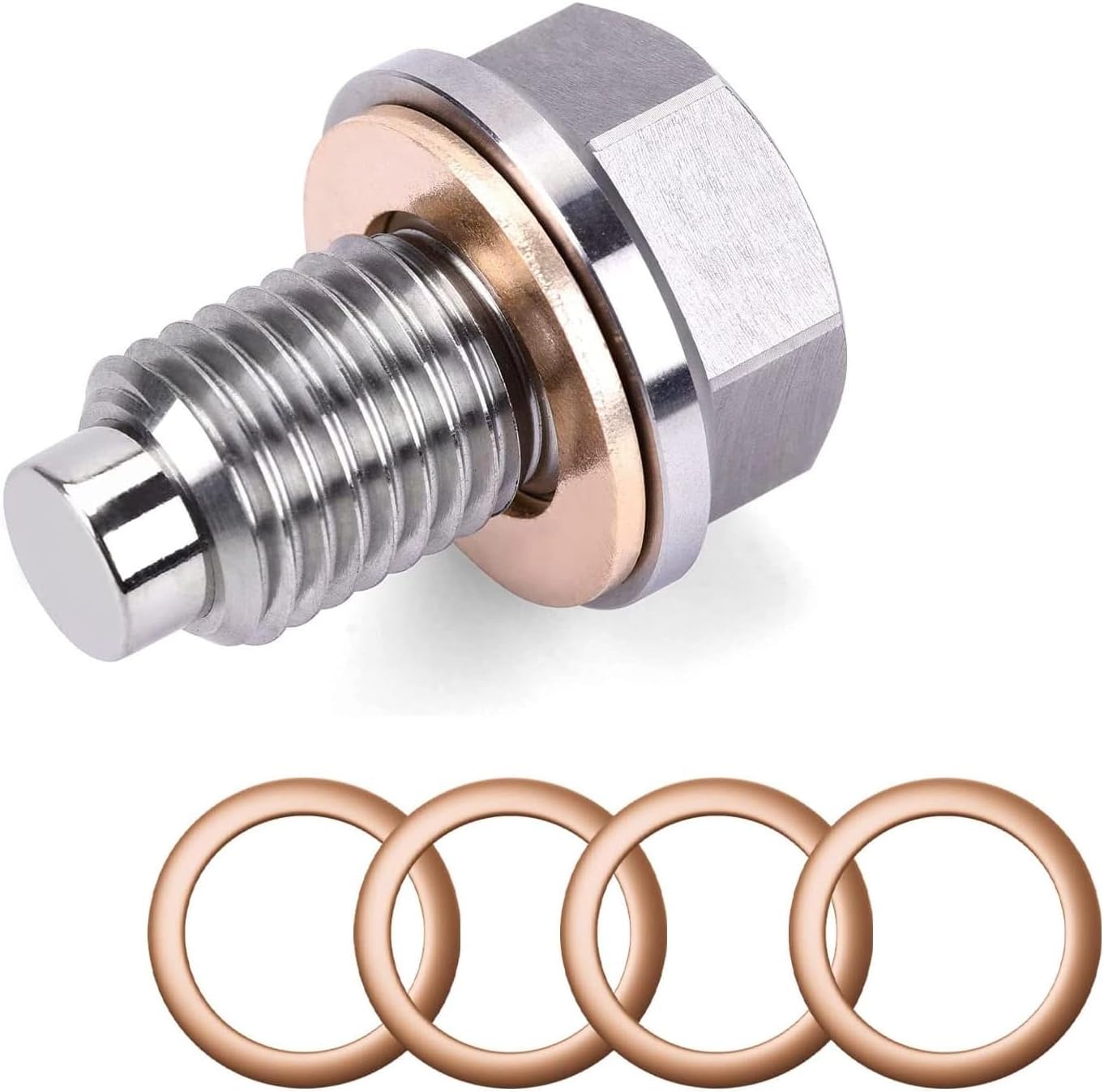 Paquete de 1 tapón de drenaje de aceite de motor de aluminio M12x1.25 con 5 juntas, tapón de drenaje resistente para sumidero de aceite, se adapta a