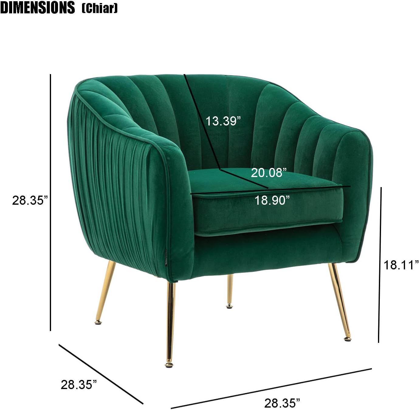 Silla decorativa de terciopelo con otomana, moderna silla de barril copetudo, juego otomano para sala de estar y dormitorio, acabado dorado, verde