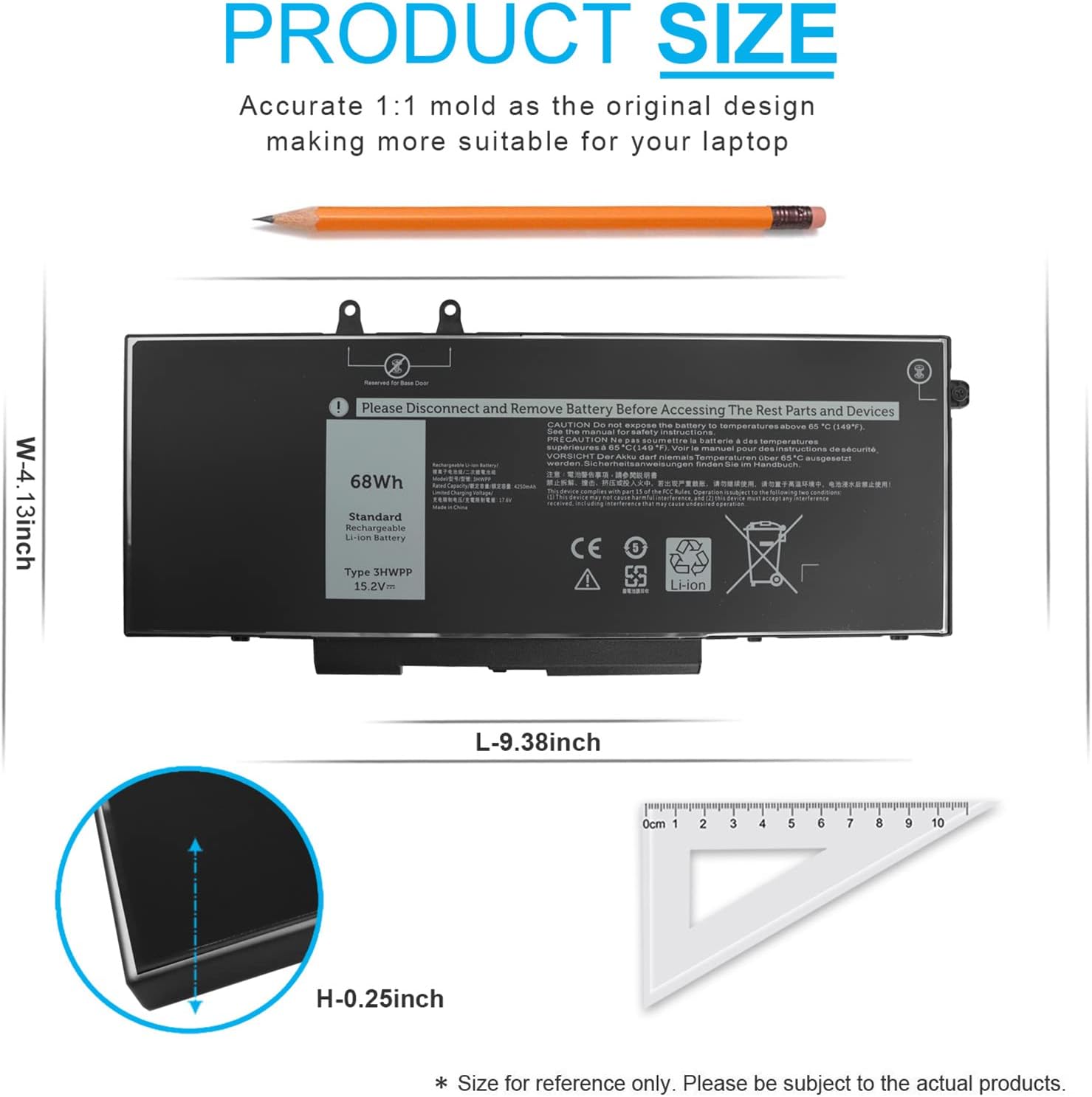 Batería para portátil Dell Latitude 5401 5410 5411 5501 5510 5510 5511 Precision 3551 3541 para Inspiron 17 7500 7506 2 en 1, color negro, Inspiron