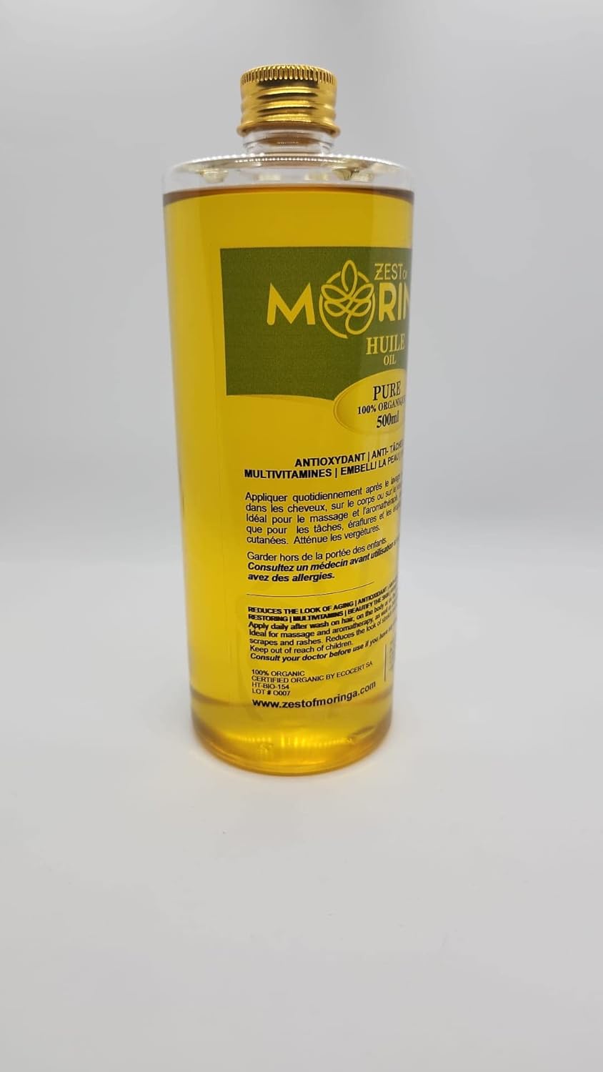 Zest Of Moringa Aceite facial para arrugas antienvejecimiento  Aceite de moringa para el cuidado de la piel, cuidado del cabello, tratamiento del