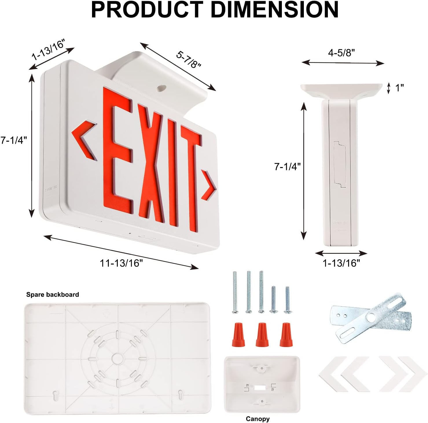 Garrini Señal de salida LED Luz de emergencia Caras individuales o dobles Recargable UL Certificado GX-200NR (rojo)