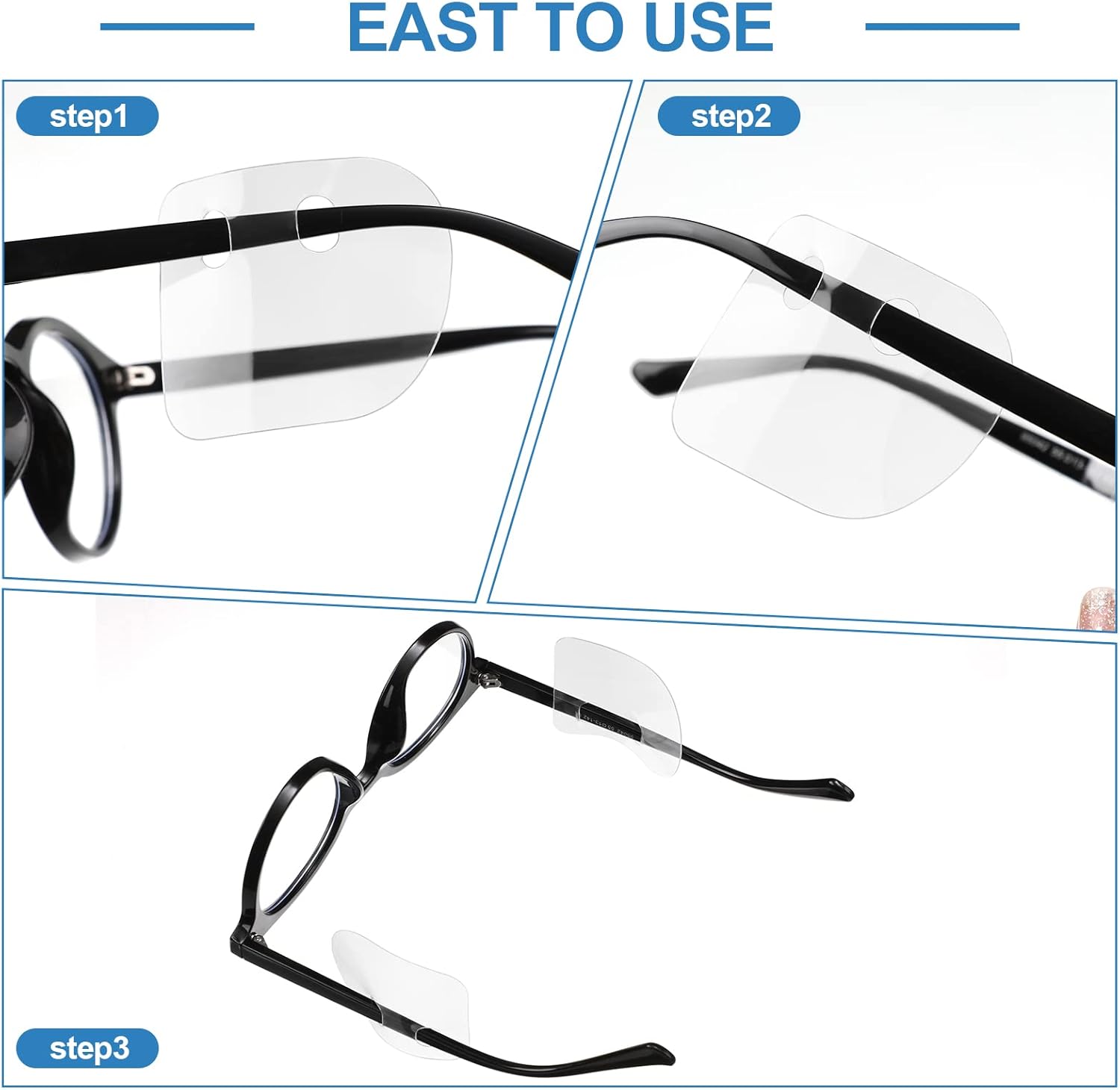 Oudain Gafas de seguridad transparentes protectores laterales de plástico para gafas graduadas, protectores laterales deslizantes para la mayoría de