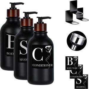 Dispensador de champú, dispensador de champú negro montado en la pared para ducha, dispensadores de champú y acondicionador de 16 onzas, botellas de Dispensador de champú, dispensador de champú negro montado en la pared para ducha, dispensadores de champú y acondicionador de 16 onzas, botellas de