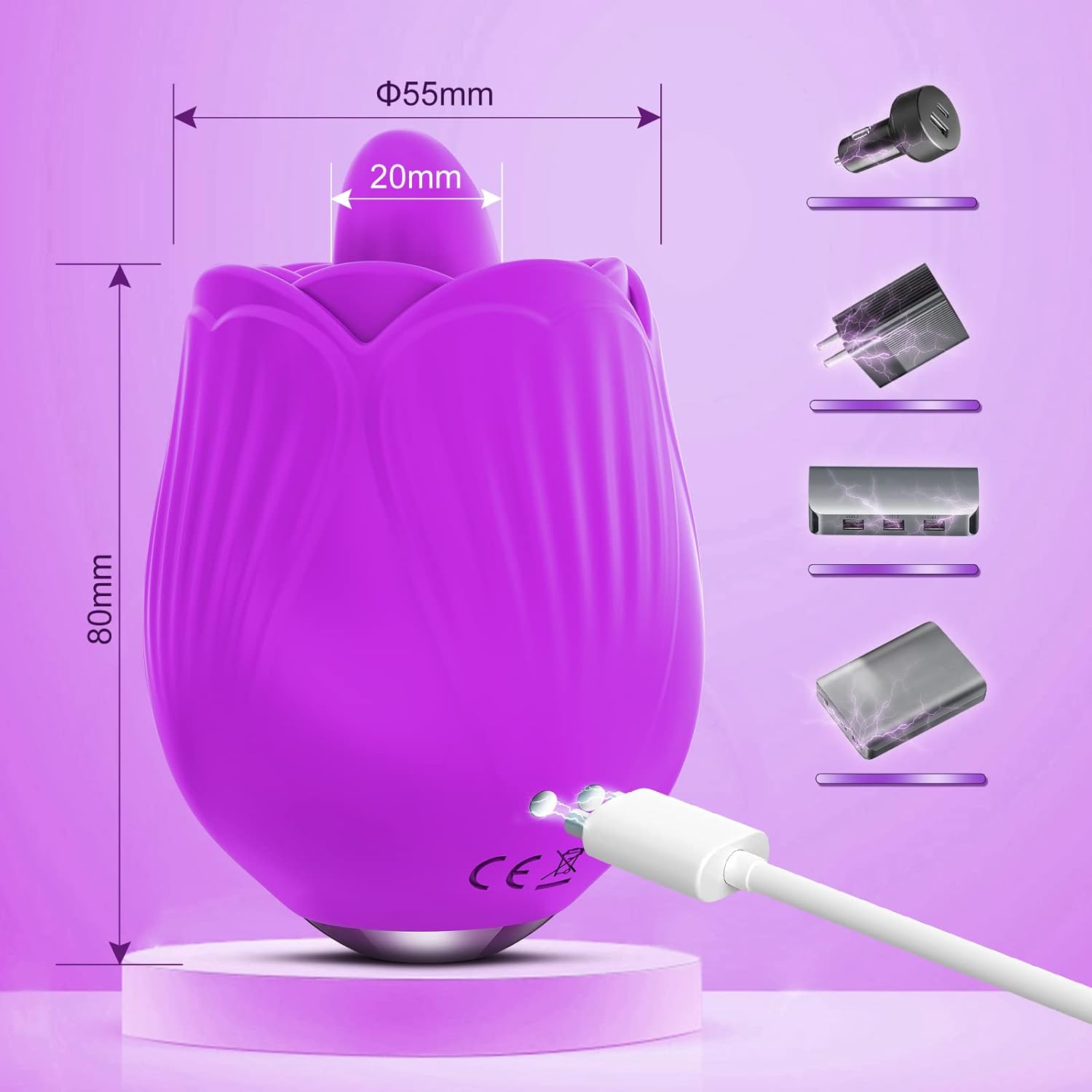 Vibrador de juguete de rosas para mujer, estimulador de clítoris, juguetes para lamer la lengua, mini vibrador con 10 modos de vibración, 10 modos
