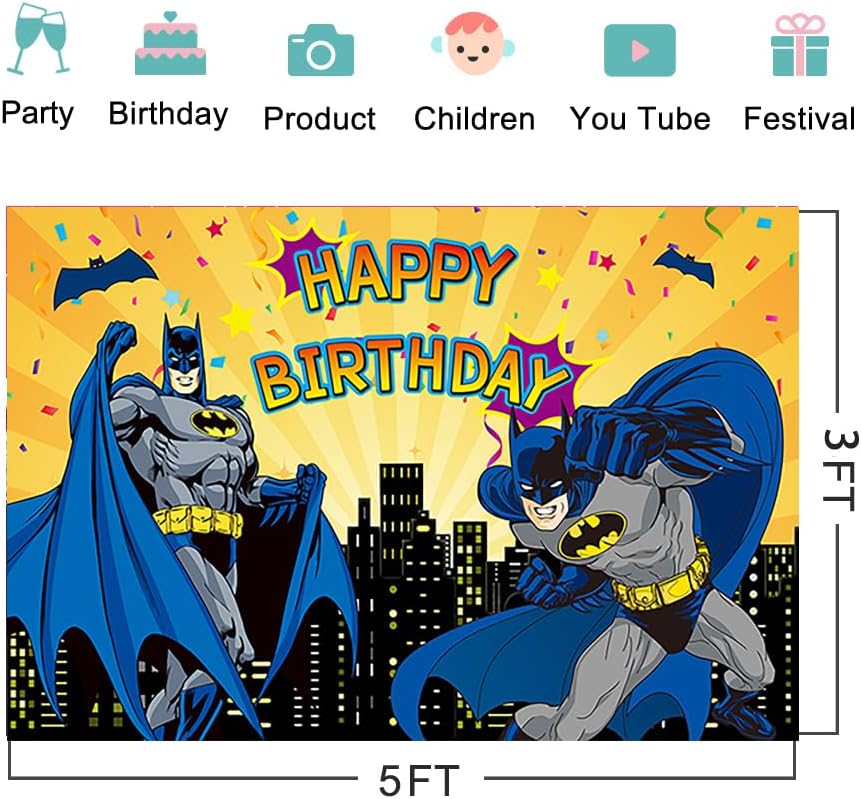Telón de fondo de héroe para decoración de fiesta de cumpleaños, fondo amarillo para decoración de mesa de pasteles, pancarta temática de