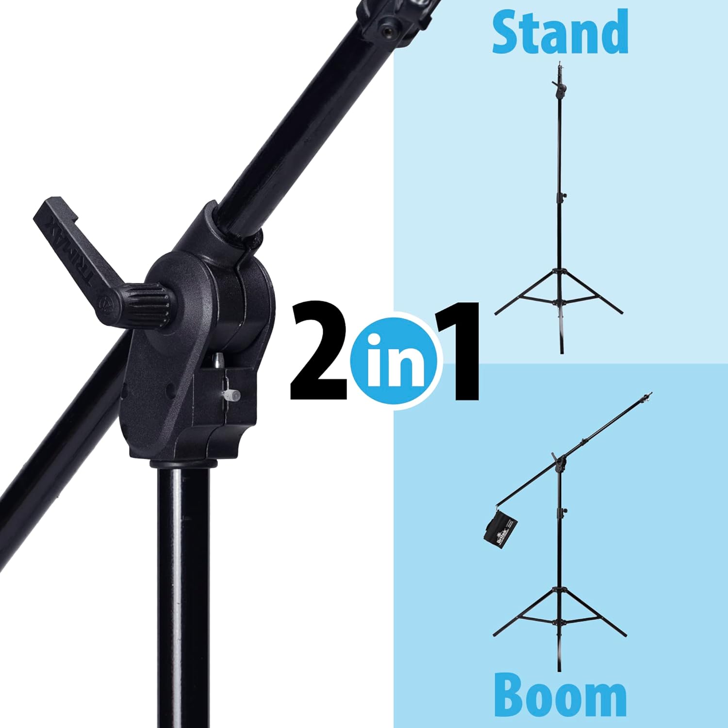 BRITEK Soporte de luz resistente 2 en 1 con brazo de pluma (atacado) y bolsa de arena de dos bolsillos, aleación de aluminio de 12.7 pies para video