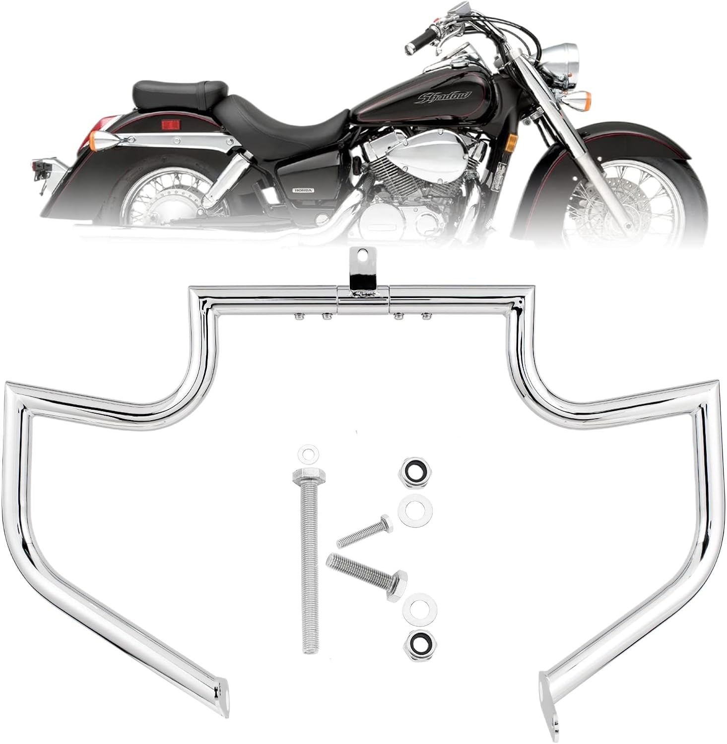 Barra de choque para Honda 750 VT750 VT750C VT400 Shadow Aero Phantom Spirit (plateado)