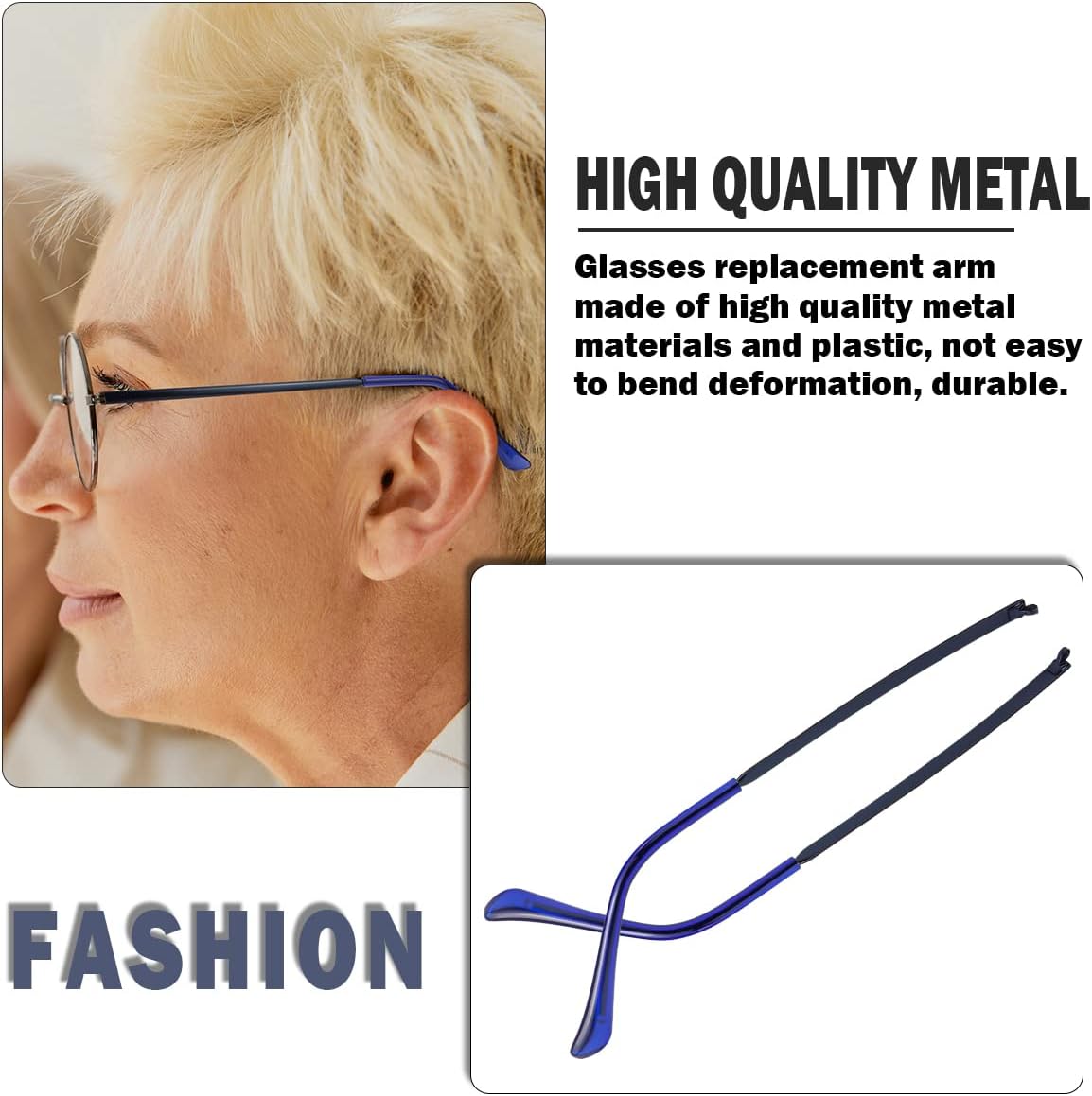 1 par de brazo de repuesto de lentes de metal, reemplazo universal de lentes de sol para lentes de sol de metal fino, lentes de sol (azul)