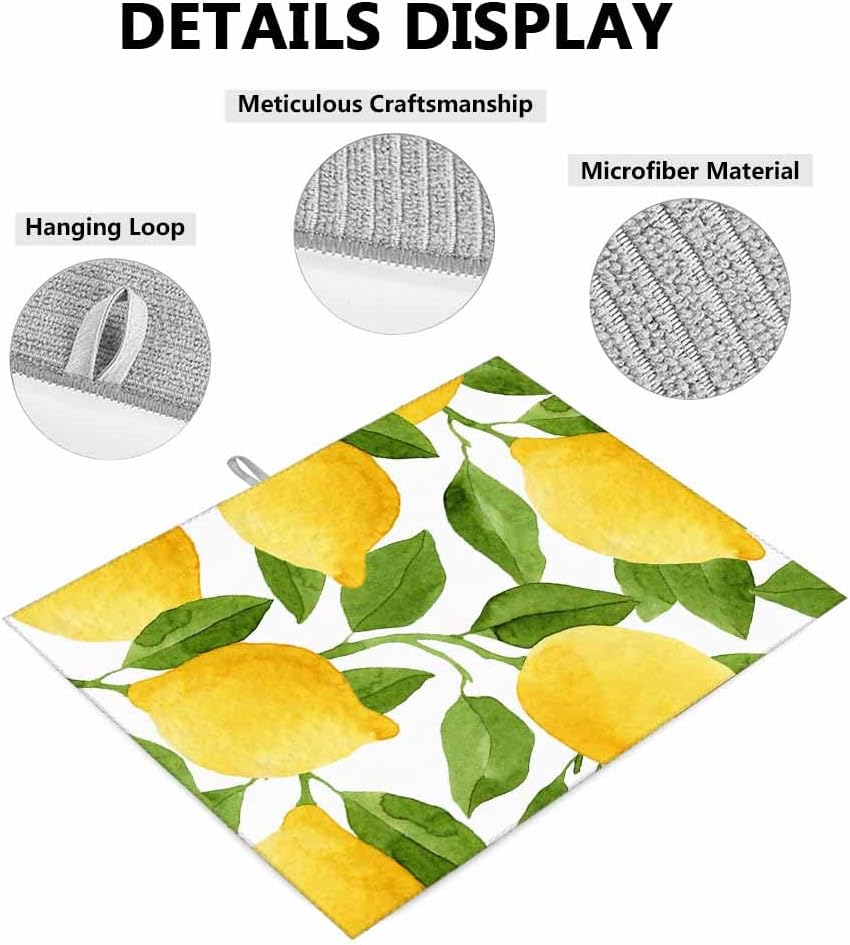 Beabes Tapete de secado de platos de pintura de limón, tapete de secado amarillo para encimera de cocina, 18 x 24 pulgadas, tapete plegable de
