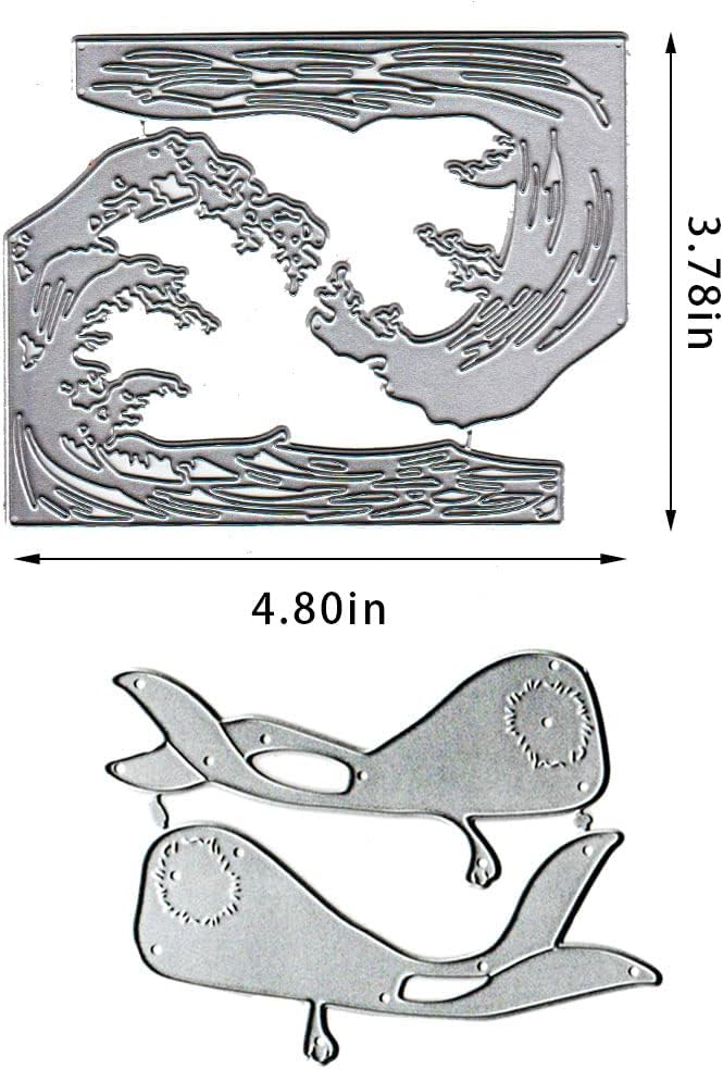 Troqueles de fondo de olas de metal para hacer tarjetas, troqueles de corte de ballena de pescado para decoración de bricolaje, papel artesanal,