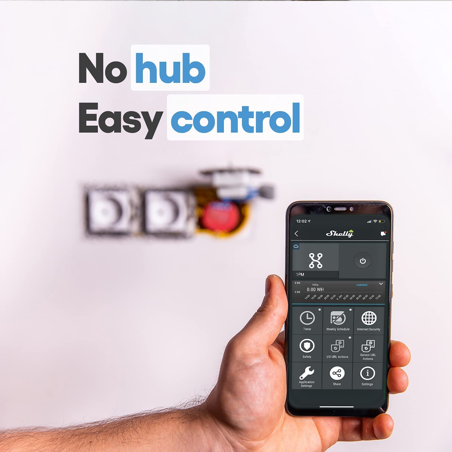Shelly 1 PM – Interruptor de relé, automatización inteligente del hogar, WiFi, para Alexa y Google Home, app iOS y Android, sin concentrador,