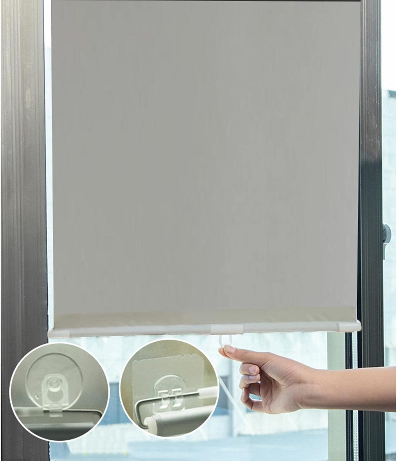 Persianas enrollables opacas con ventosas, cortinas opacas sin taladrar, persianas enrollables retráctiles para ventanas y puertas, protector