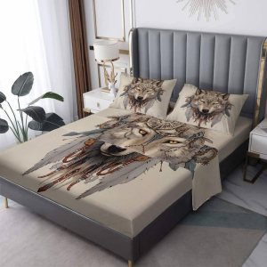 VARAGO Wolf Sheets – Juego de sábanas y fundas de almohada, 100% microfibra, bolsillo profundo, incluye 1 sábana encimera, 1 sábana bajera y 2 VARAGO Wolf Sheets – Juego de sábanas y fundas de almohada, 100% microfibra, bolsillo profundo, incluye 1 sábana encimera, 1 sábana bajera y 2