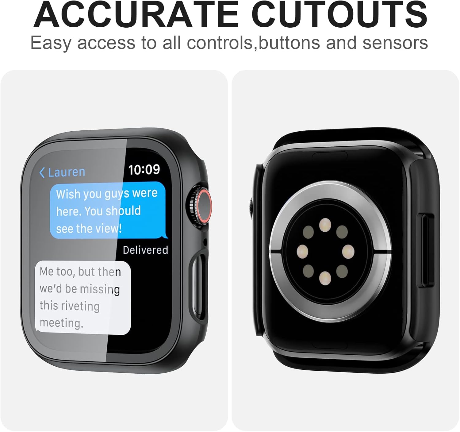 JZK – Paquete de 2 fundas con protector de pantalla de vidrio templado para Apple Watch SE (2023) Series 654SE de 1.575 pulgadas, JZK Slim Bumper