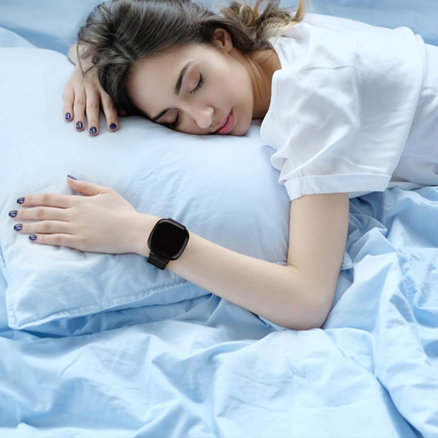 Correa de metal para Fitbit Sense 2  Sense Bands, Fitbit Versa 4  Versa 3 bandas para mujeres y hombres, correa de repuesto magnética de malla de