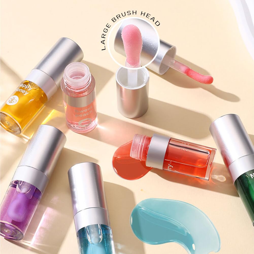 Juego de 3 aceites hidratantes para labios, aceite hidratante para labios, brillo labial, transparente, sin pegajoso, bálsamo labial, cuidado de