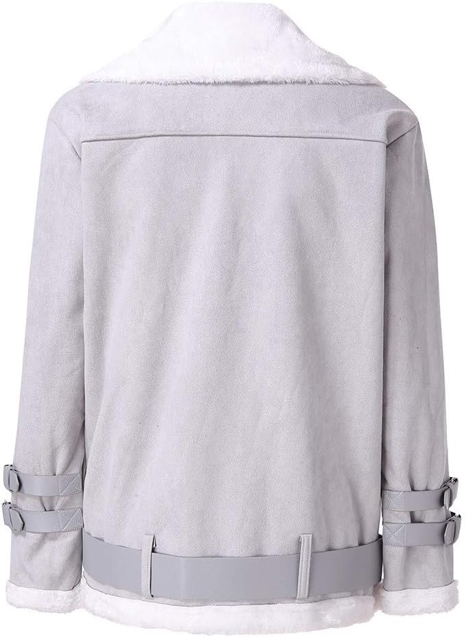 Chaquetas de gamuza para mujer, con solapa, cuello de vellón, con cinturón, forro de franela, abrigos, holgados, a la moda, talla extra grande XXL