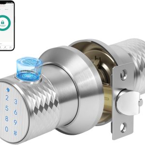 Pomo de puerta inteligente, aleación de zinc Zamak-3 plata, cerradura de perilla de puerta de huellas dactilares con 4 formas de desbloqueo Pomo de puerta inteligente, aleación de zinc Zamak-3 plata, cerradura de perilla de puerta de huellas dactilares con 4 formas de desbloqueo