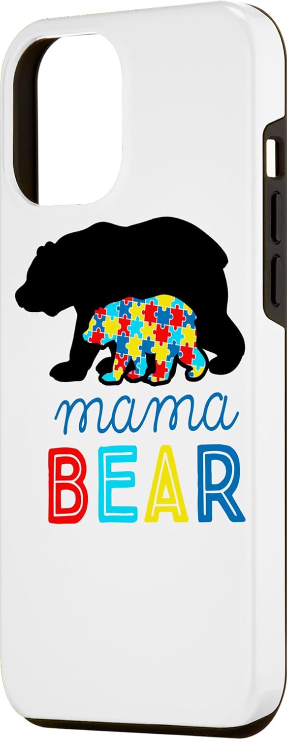 Funda de regalo para iPhone 14 Pro Max con conciencia sobre el autismo, mamá oso autista