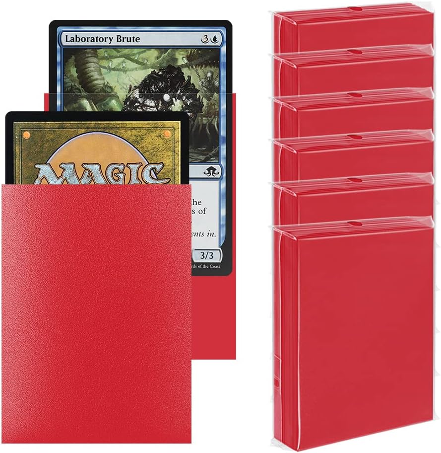 300 fundas mate Magic The Gathering para cartas protectoras, acabado rojo mate, fundas MTG barajadas perfectas, juegos estándar y tamaño de tarjeta