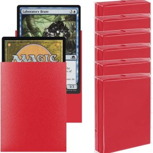 300 fundas mate Magic The Gathering para cartas protectoras, acabado rojo mate, fundas MTG barajadas perfectas, juegos estándar y tamaño de tarjeta 300 fundas mate Magic The Gathering para cartas protectoras, acabado rojo mate, fundas MTG barajadas perfectas, juegos estándar y tamaño de tarjeta