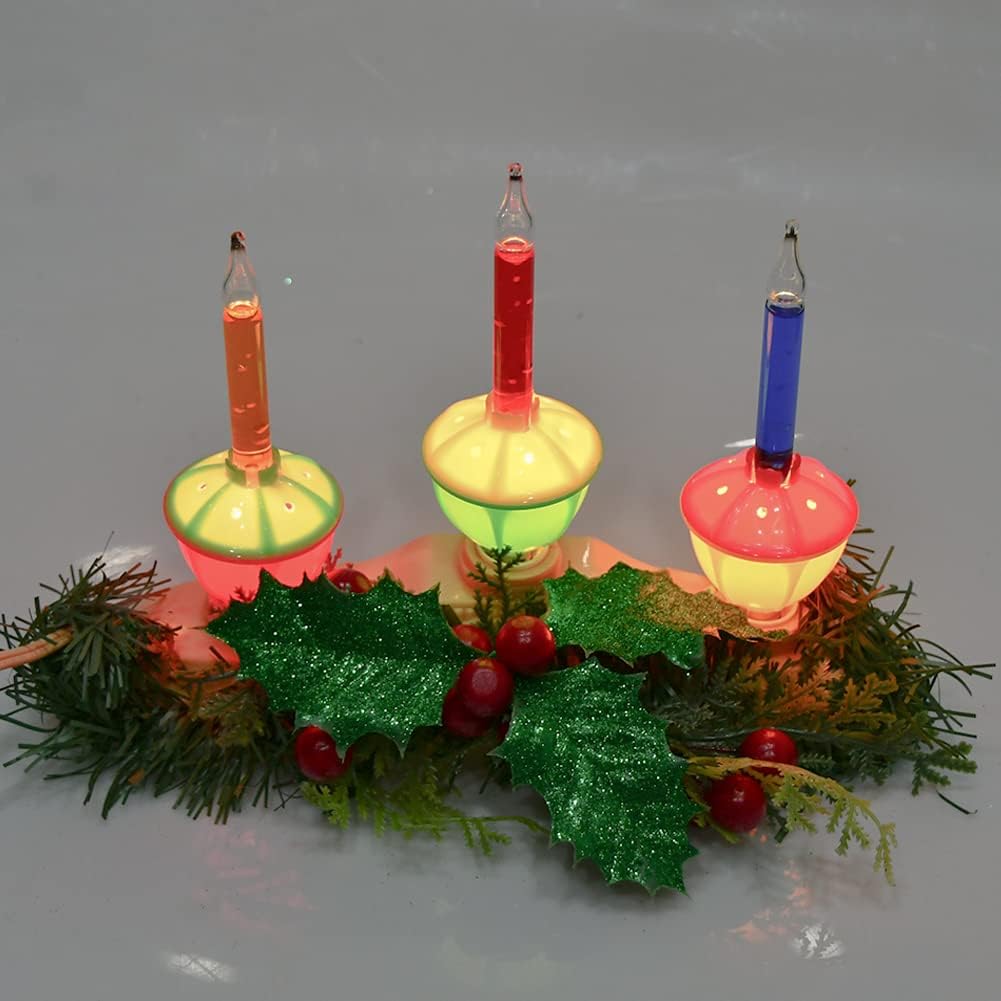 Goothy Lámpara de vela de burbujas de 3 luces, lámparas eléctricas de vela de ventana con 4 luces de burbujas multicolor (1 repuesto), base C7E12,