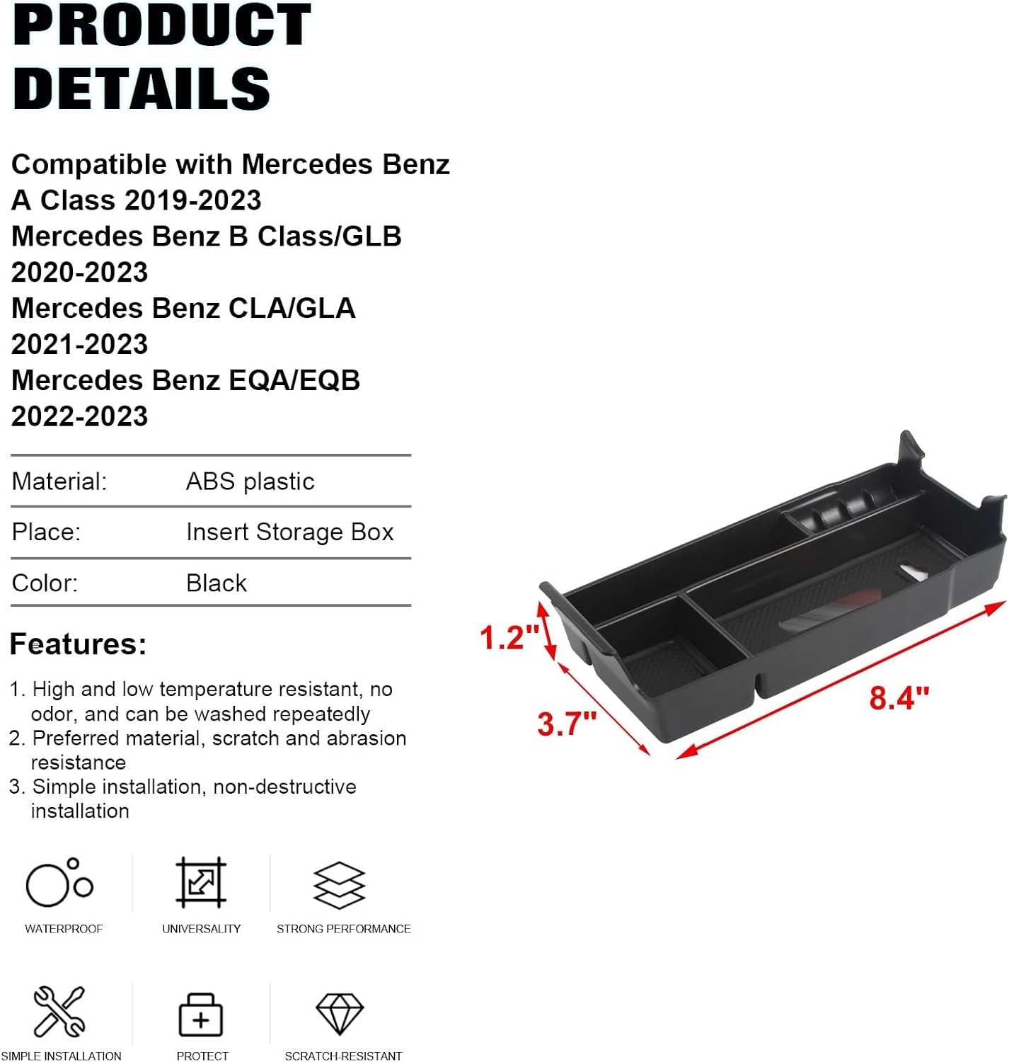 Xotic Tech – Reposabrazos para consola central interior, caja organizadora de almacenamiento para teléfono, monedas, tarjeta, bandeja de cajón +