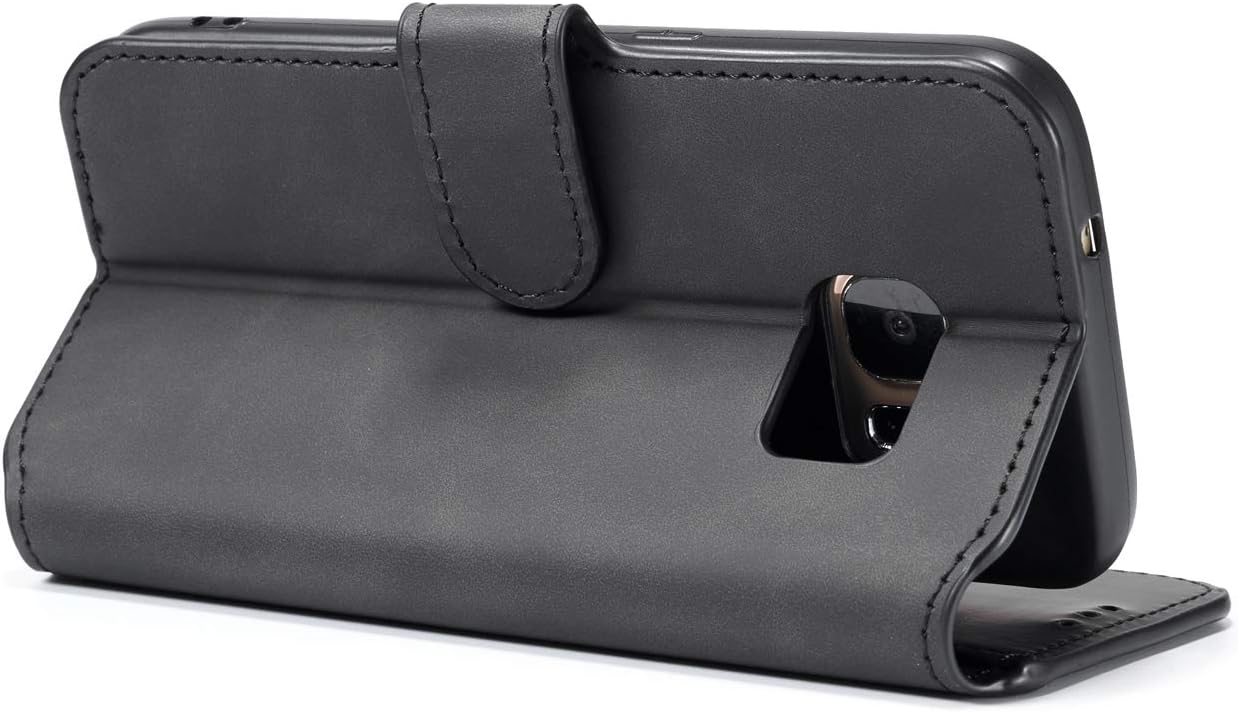 UEEBAI Funda de cuero PU para Samsung Galaxy S7, Vintage Retro Premium Wallet Flip Cover TPU Inner Shell Ranuras para tarjetas Cierre magnético