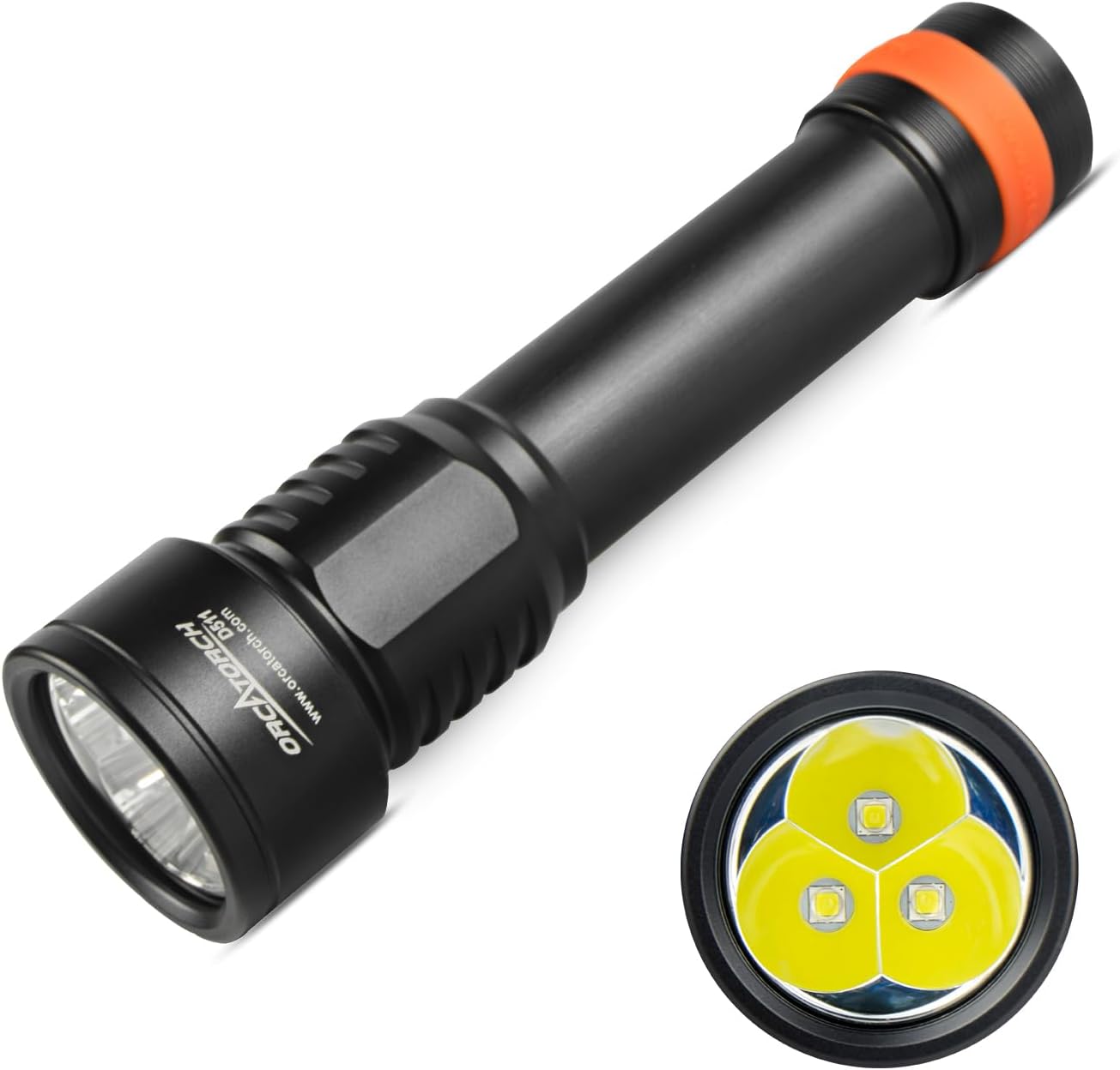 ORCATORCH D511 – Luz LED súper brillante de 2200 lúmenes, aleación de aluminio, profundidad nominal de 492.1 ft, dos modos de batería, seguridad y