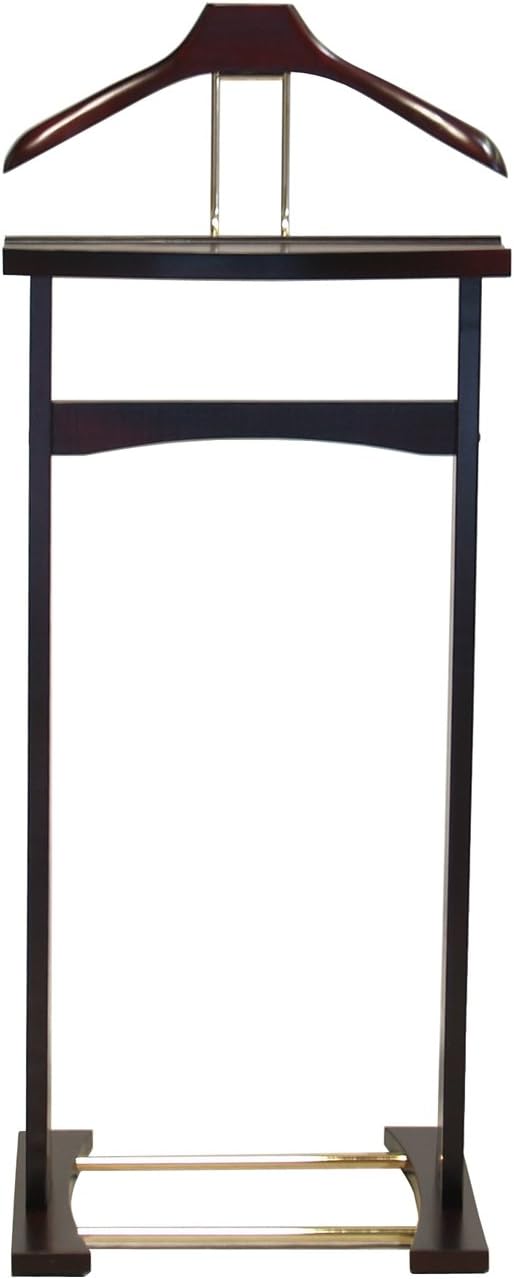 Proman Products Ashton Valet VL36006 – Soporte para traje con bandeja superior, colgador de contorno, barra de pantalones y zapatero, 17 pulgadas de