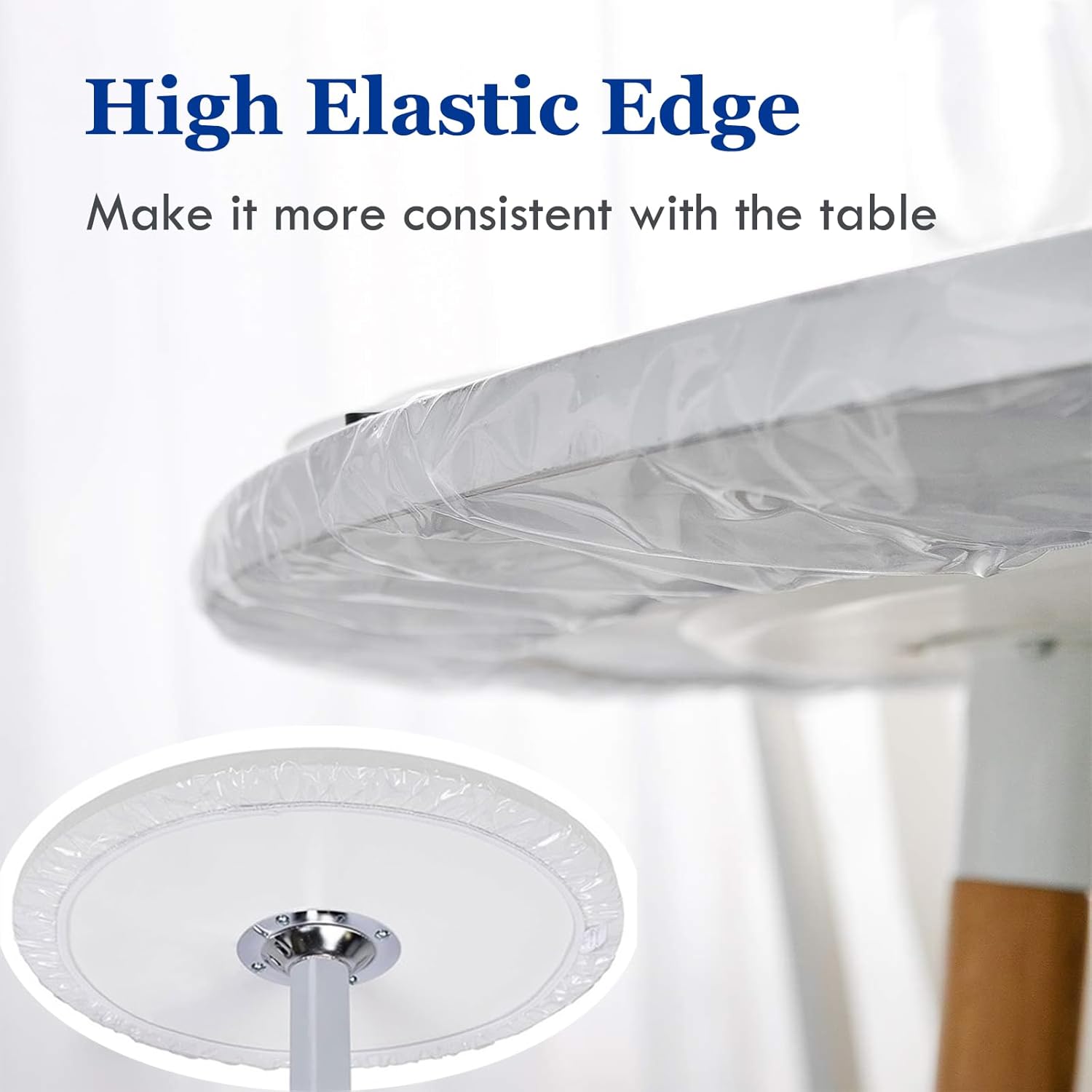 2 manteles para mesa redonda transparente para interiores y exteriores, mantel de vinilo ajustable resistente, lavable y transparente, protector de