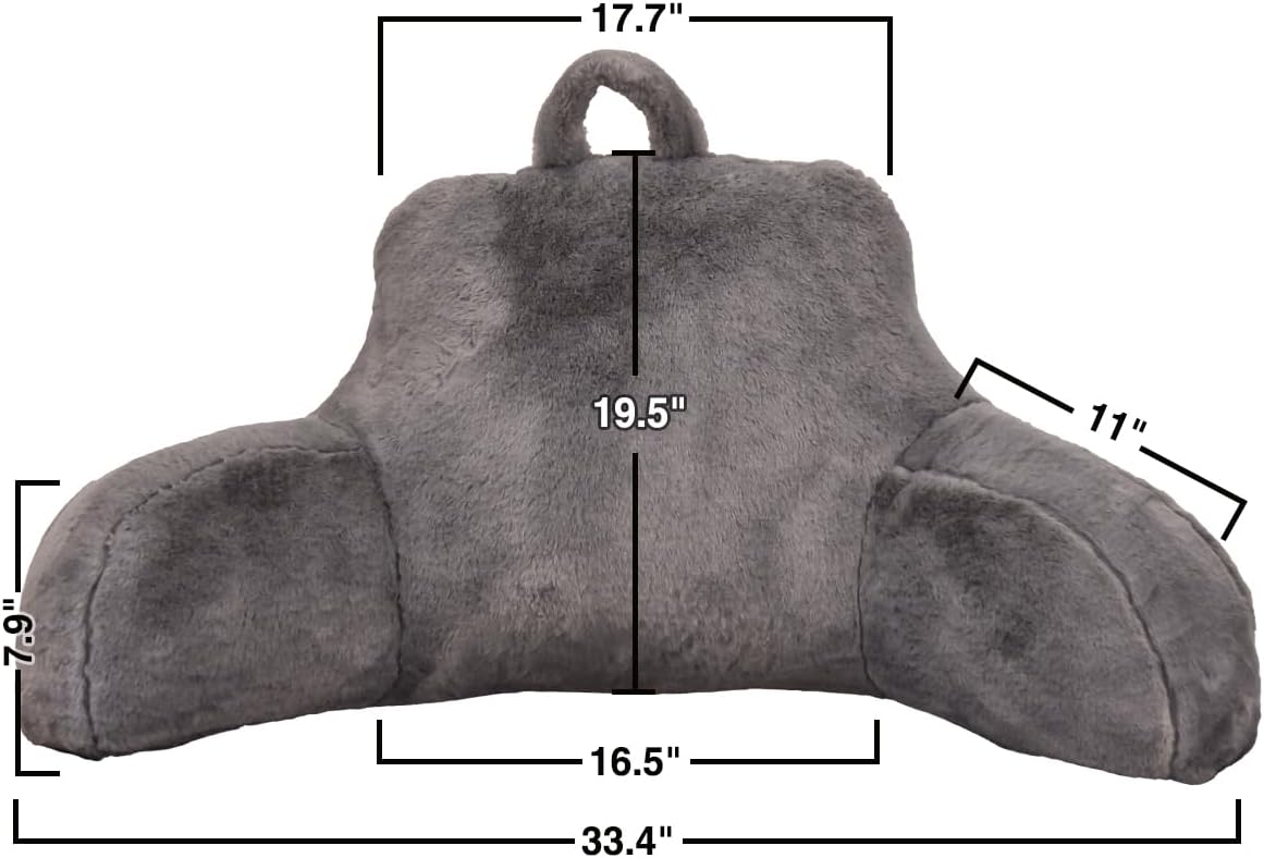 Holawakaka Almohada grande de piel sintética con brazos, almohadas de lectura de piel de conejo perfectas para adultos, adolescentes, niños, brazos,