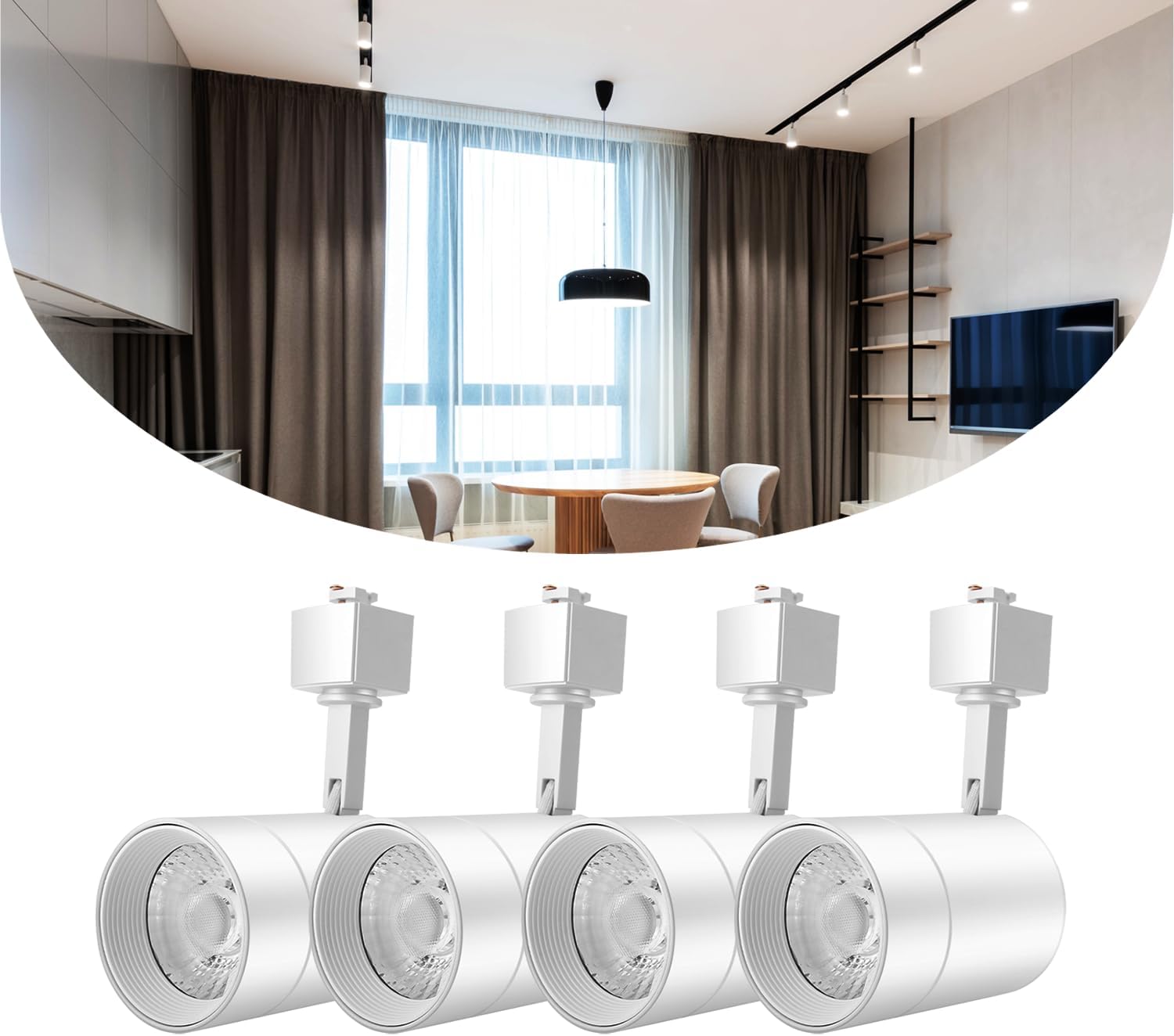 ALAMPEVER Cabezales de iluminación LED para pista J Track, accesorios de iluminación regulables de pista de techo para arte de pared, luz de pista