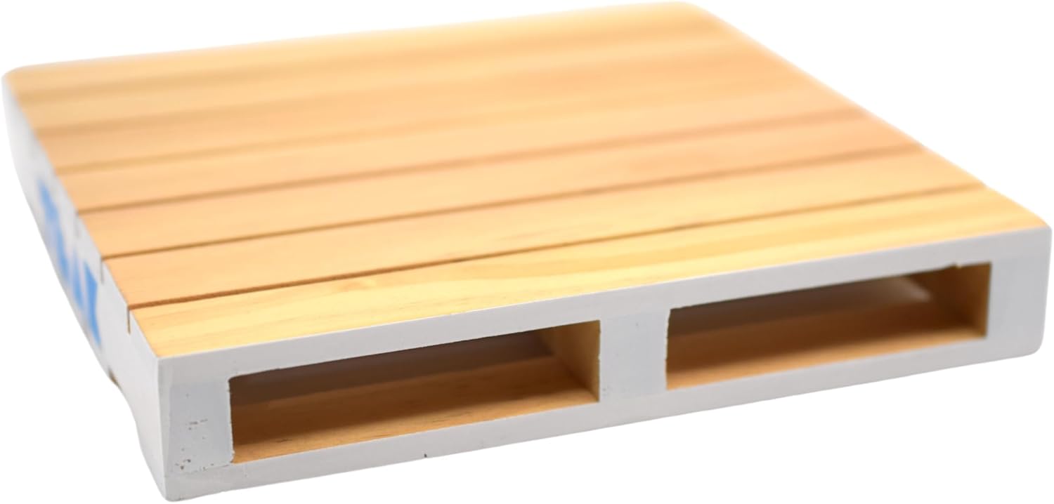 Teak Tuning Paleta de diapasón de madera – 6.25 x 6.25 x 1 pulgada – escala 112 – Bordes blancos pintados con logotipo azul claro