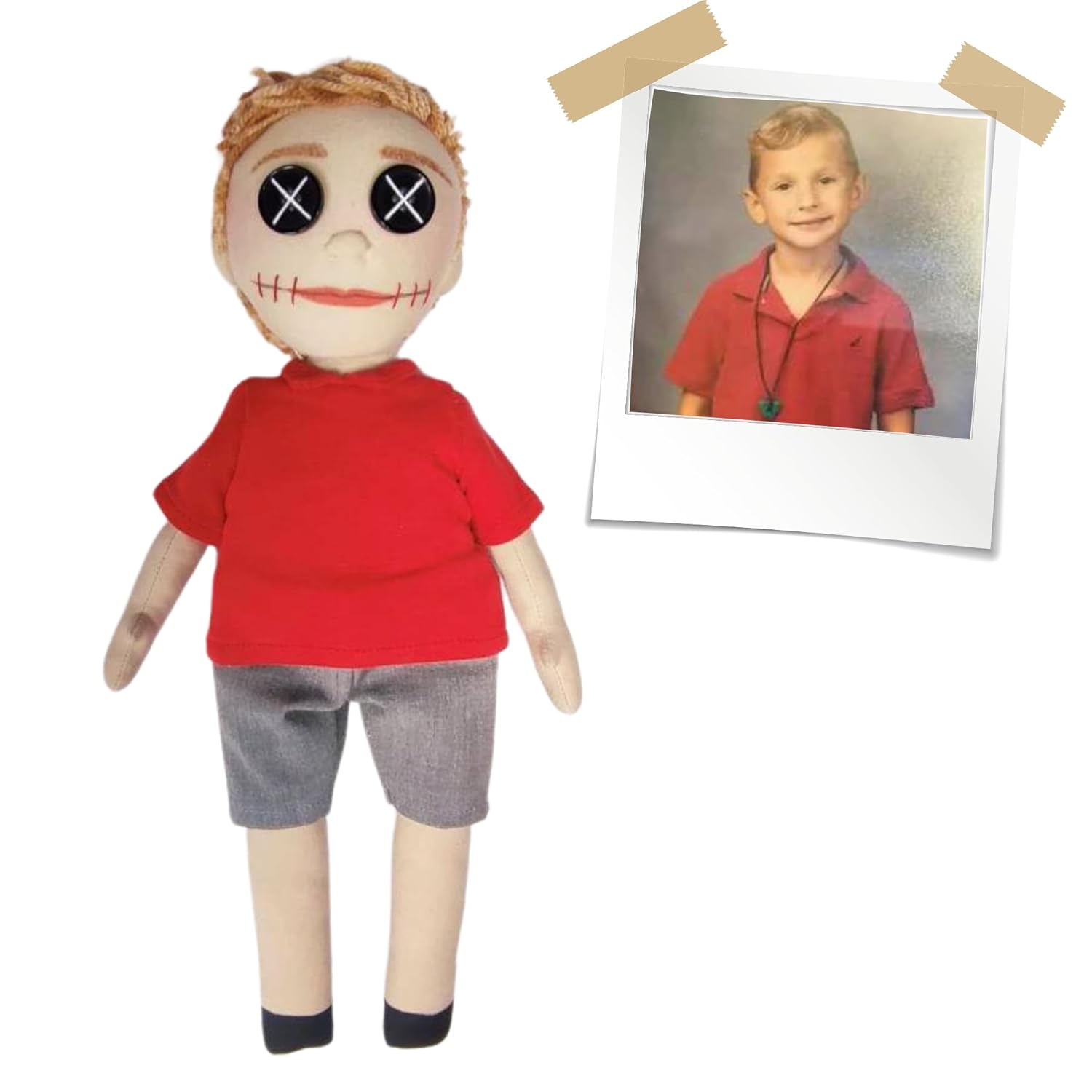 Personalized Ragdoll with Button Eyes, Custom Gift 12’in Stuffed Doll made of Cotton and Linen (Regular, Painted Feet, Brown)