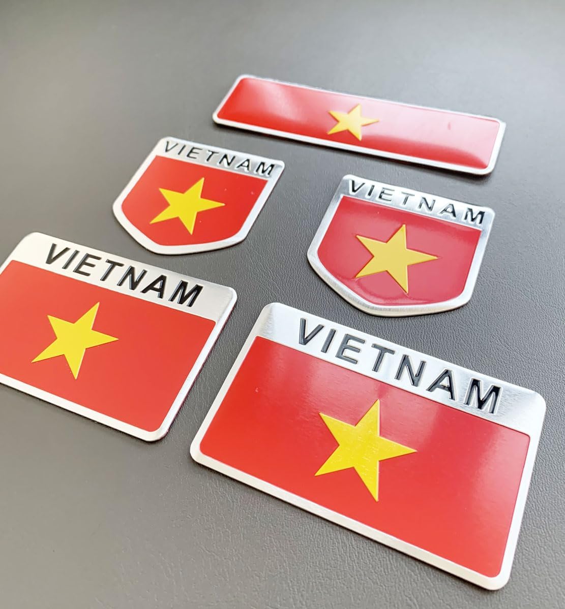 5 calcomanías de metal con la bandera vietnamita de Vietnam VN para automóvil, camiones, SUV, barcos, parachoques, ventanas, guardabarros, insignias