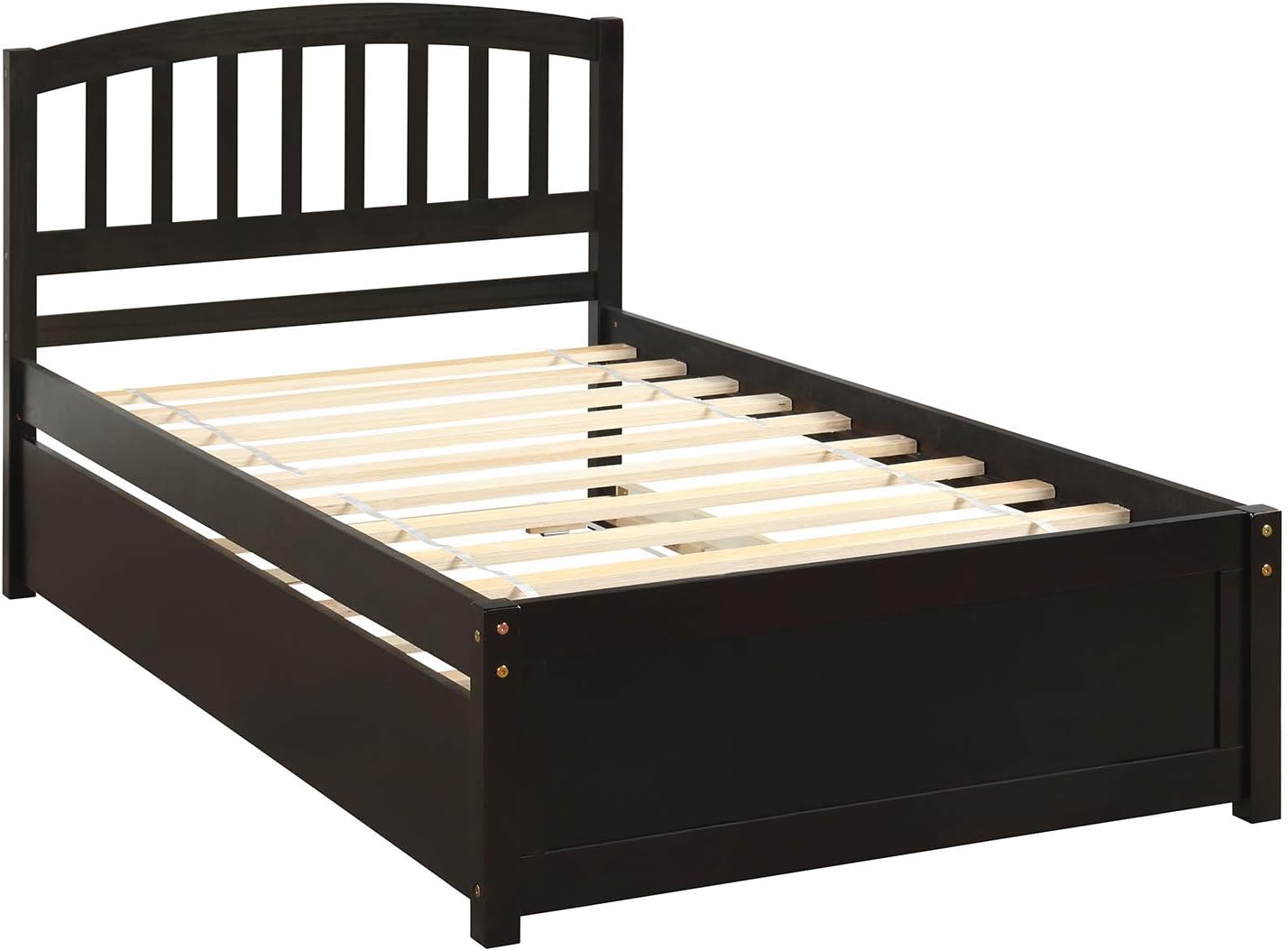 Harper & Bright Designs Cama individual con cama nido, cama individual de plataforma de madera con cabecera y base de colchón estribo, fuerte