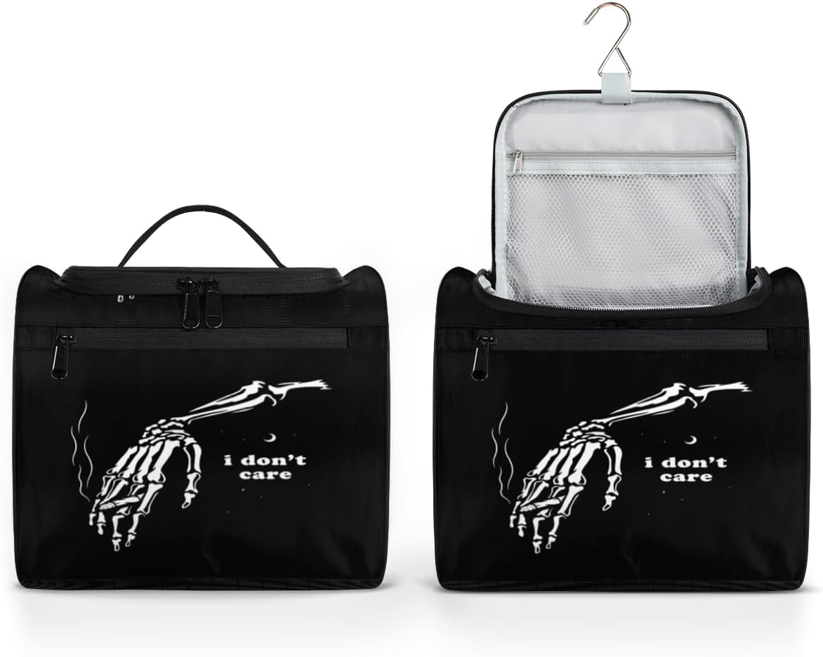 Day Of The Dead Skull Pattern Toiletry Bag for Women Travel Makeup Organizer with Hanging Hook Traveling Cosmetic Bags for Toiletries Accessories