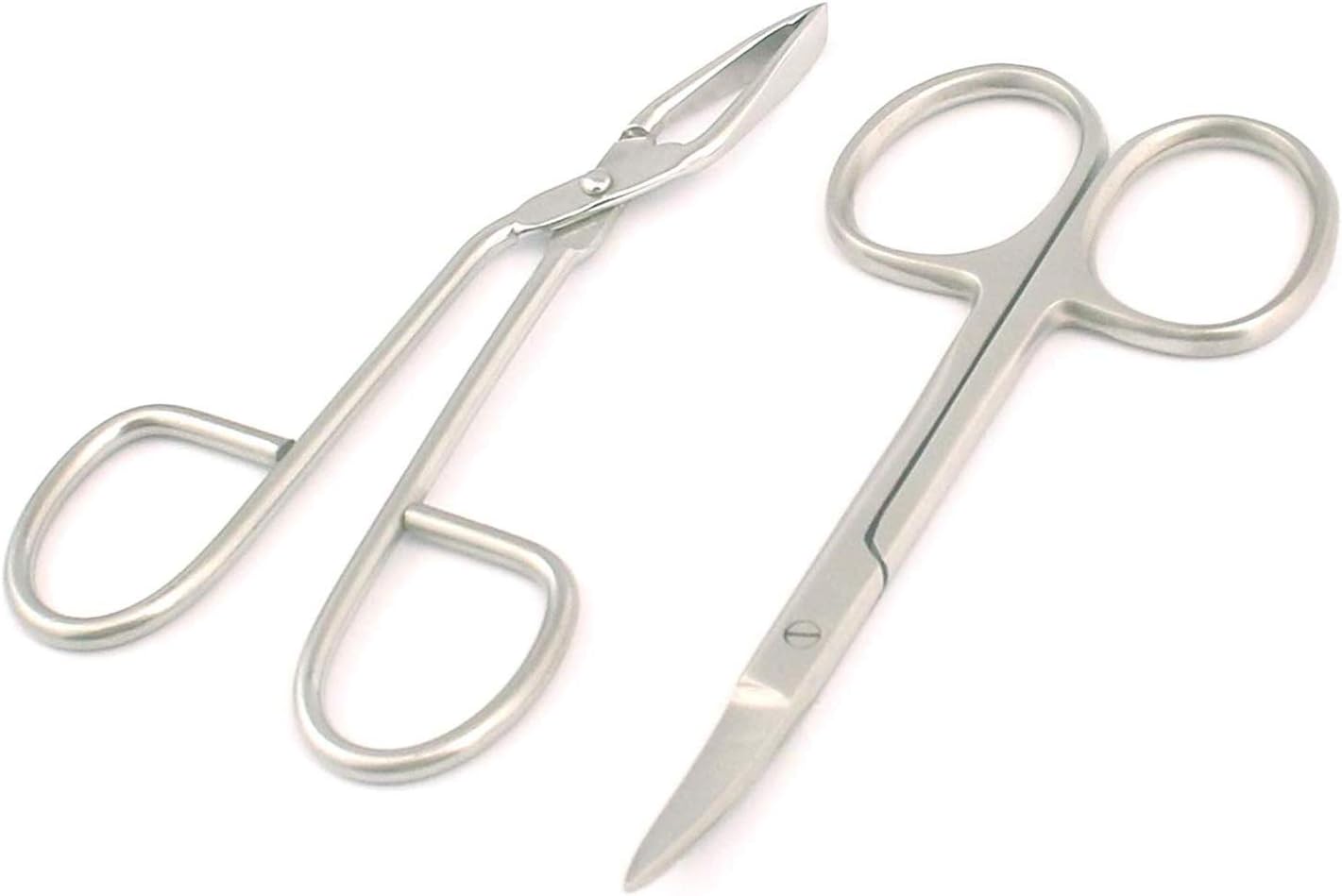 Pinzas para cejas, 1 tijera de acero inoxidable con cuchillas curvadas de borde afilado y 1 pinza en forma de tijera. Pinzas para pelos faciales,