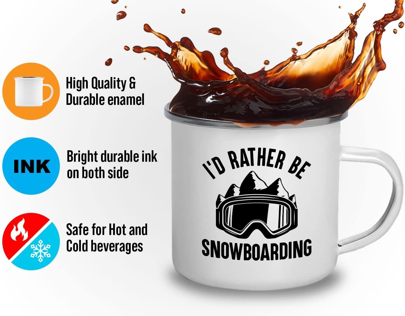 Taza de snowboard para cámper de 12 onzas  id rather be  Gafas de esquí, snowboard, esquí, snowboard, regalo para esquiadores, senderismo, montaña,