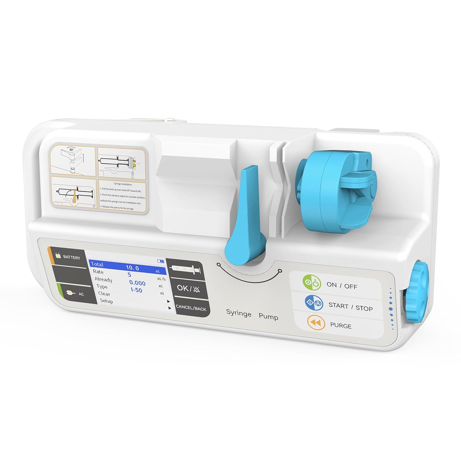 CONTEC Bomba de jeringa veterinaria Máquina de bomba recargable con KVO Alarma de umbral de oclusión ajustable y calibración SP950