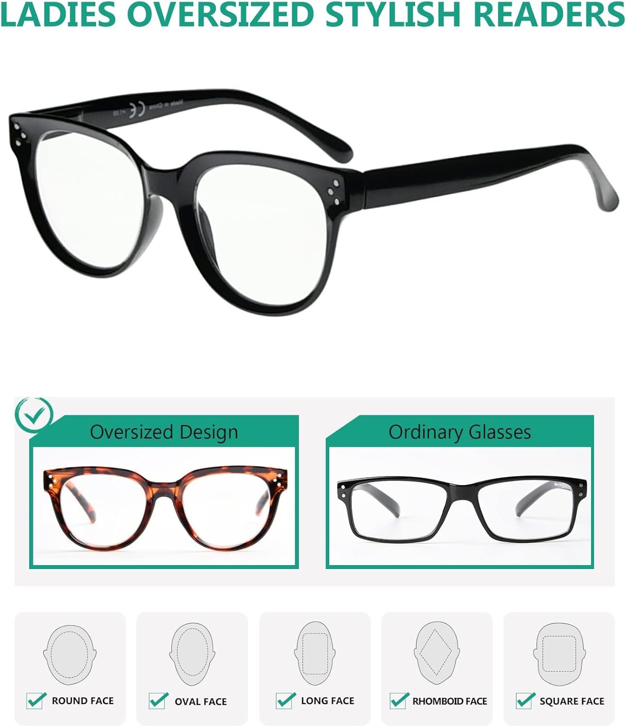 Eyekepper Gafas de lectura gruesas y resistentes para mujer, con 4 paquetes