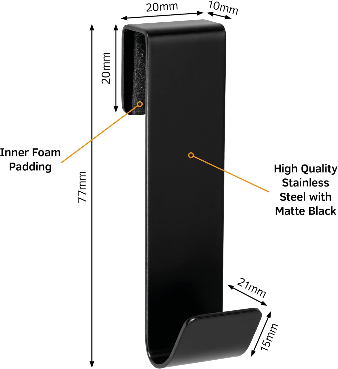 Ganchos para puerta de ducha de 3 pulgadas, color negro, paquete de 2, gancho para toalla de ducha, gancho para puerta de ducha de vidrio sin marco
