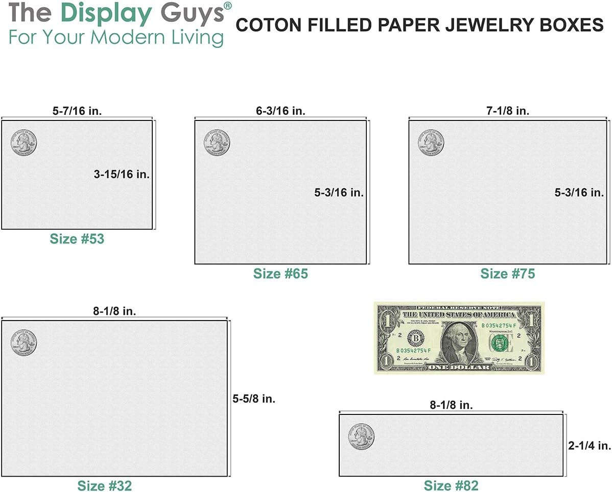 TheDisplayGuys – Paquete de 25 cajas de joyería de papel kraft #75 con relleno de algodón, negro mate (7-18 x 5-15 x 1-13 pulgadas), regalo, envío,