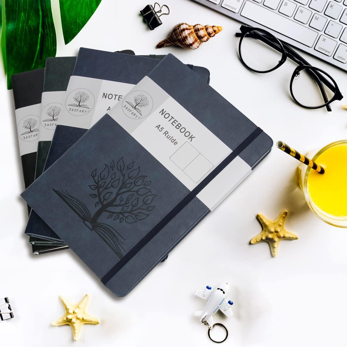 Cuaderno A5 con rayas de cuero, 160 páginas, diario de 3.53 ozm, de papel grueso, tapa dura, con bolsillo, para trabajo, hombres y mujeres, 8.4 x