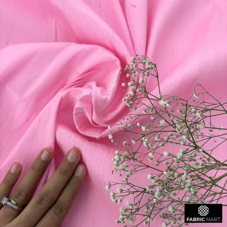 Tela de seda 100% pura rosa claro por The Yard, 41 pulgadas o 40.9 in de ancho, 1 yarda continua tela de seda rosa, tela de tapicería de vestido de