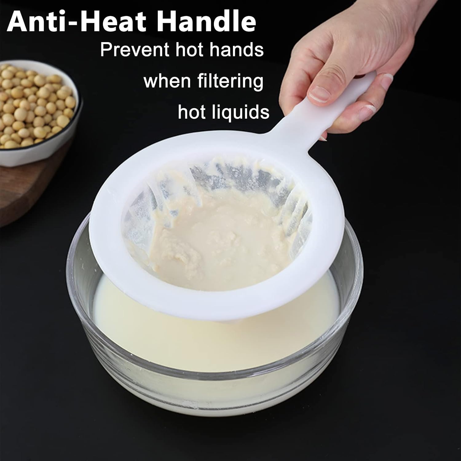 AODERTI Coladores de malla para cocina, colador de nailon ultrafino de 5.4 pulgadas, pequeño tamiz de plástico de malla fina con asa, herramientas