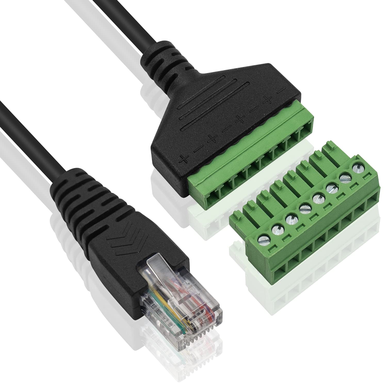 Duttek Conector de bloque de terminales Ethernet Rj45, conectores Rj45 de paso a través de conectores RJ45, cables a 8 pines hembra tornillo bloque